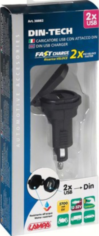 DIN-TECH 2 Doppel DIN-Stecker 2700MA, Universale Schnellladung 12/32V