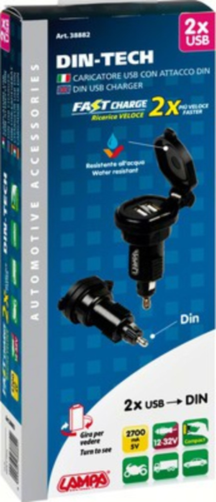 DIN-TECH 2 Doppel DIN-Stecker 2700MA, Universale Schnellladung 12/32V