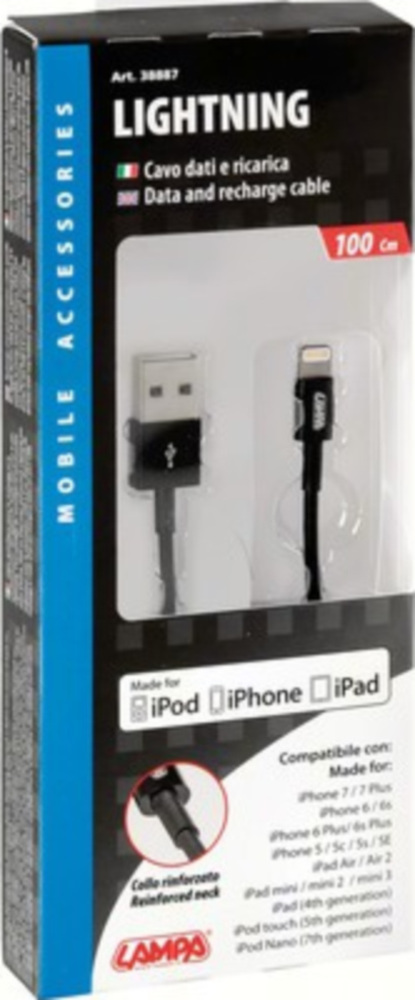 Lightning MFI-Kabel/Ladekabel für Apple 1M, schwarz (Laden und Synchronisieren)