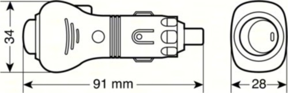 Stecker für Zigarrenanzünder mit seitlichem Kabeleingang, 12/24V