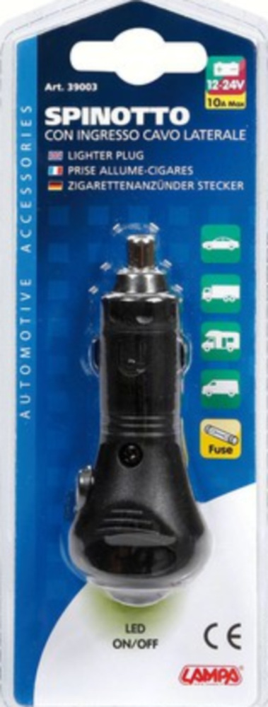 Stecker für Zigarrenanzünder mit seitlichem Kabeleingang, 12/24V