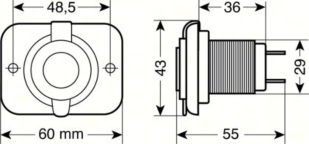 Ext-8, doppelter USB-Anschluss, Einbaumontage, 12/24V