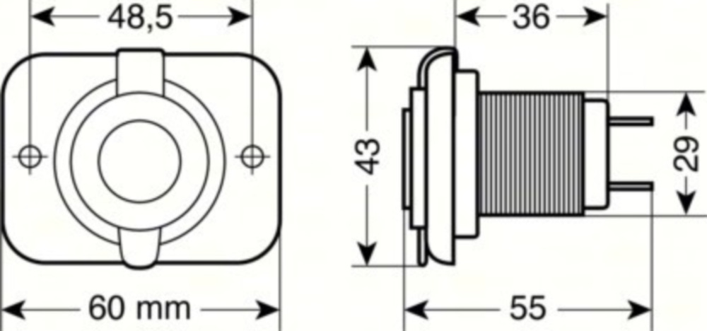 Ext-7, USB-Anschluss, Einbaumontage, 12/24V