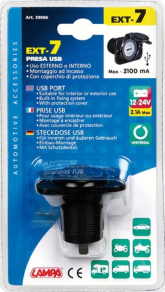 Ext-7, USB-Anschluss, Einbaumontage, 12/24V