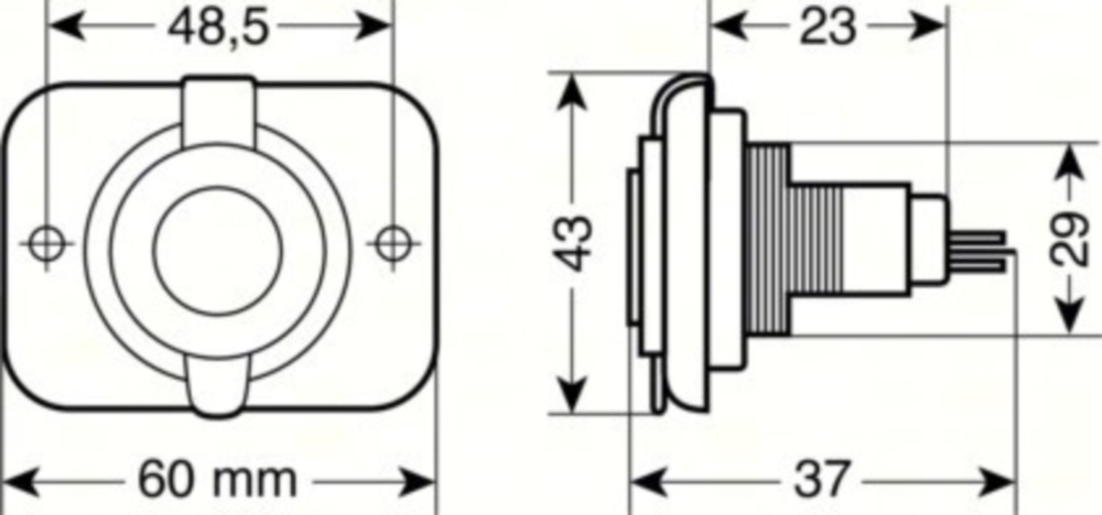 Ext-6, DIN-Stromanschluss, Einbaumontage, 12/24V