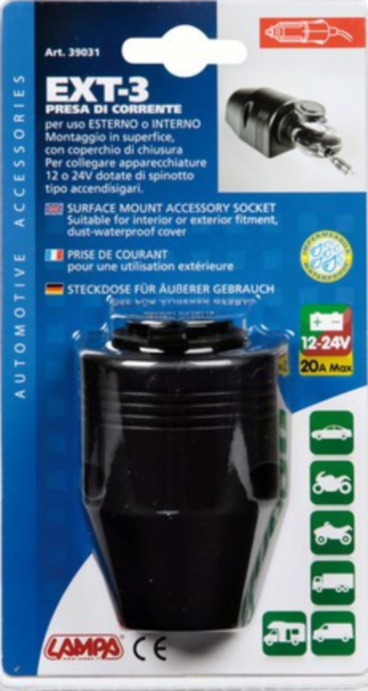 Ext-3, undurchlässiger Stromanschluss, Aufbaumontage, 12/24V