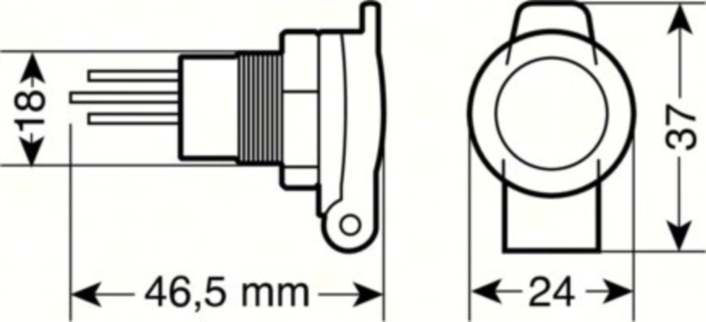 Modell DIN-Stromanschluss, Einbaumontage, 12/24V