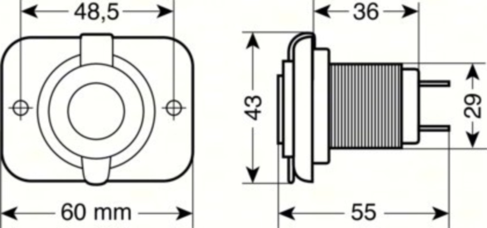 Ext-1 Stromanschluss, Einbaumontage, 12/24V