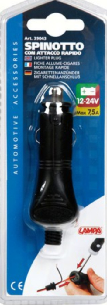 Stecker für Zigarrenanzünder mit Schnellanschluss, 12/24V