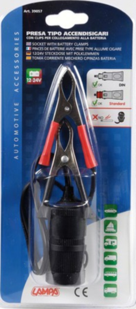 Stromanschluss mit Batterie-Clips 12/24V