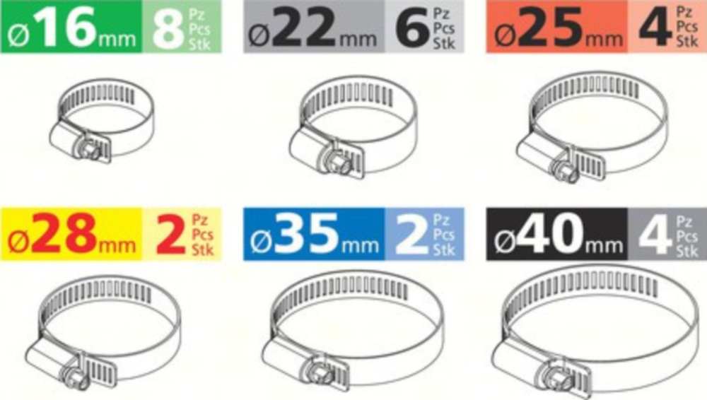 Schlauchschellen aus Stahl, 26 St.