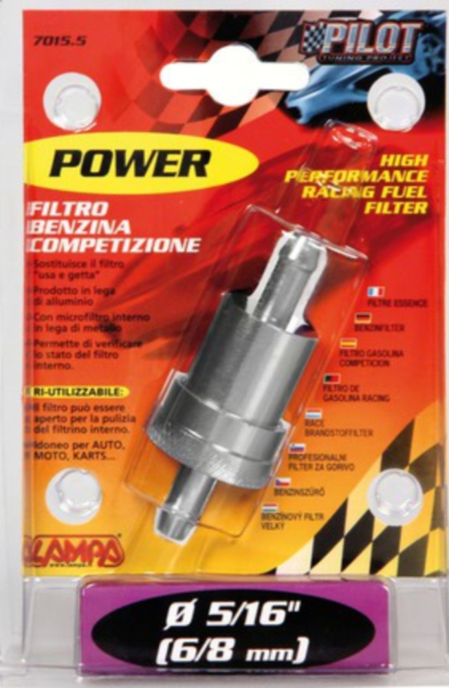 Power - Aluminium Racing Benzinfilter 8mm mit Micometalinnenfilter