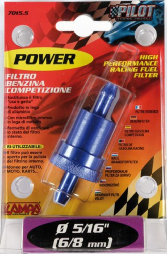 Power - Aluminium Racing Benzinfilter 8mm mit Micometalinnenfilter