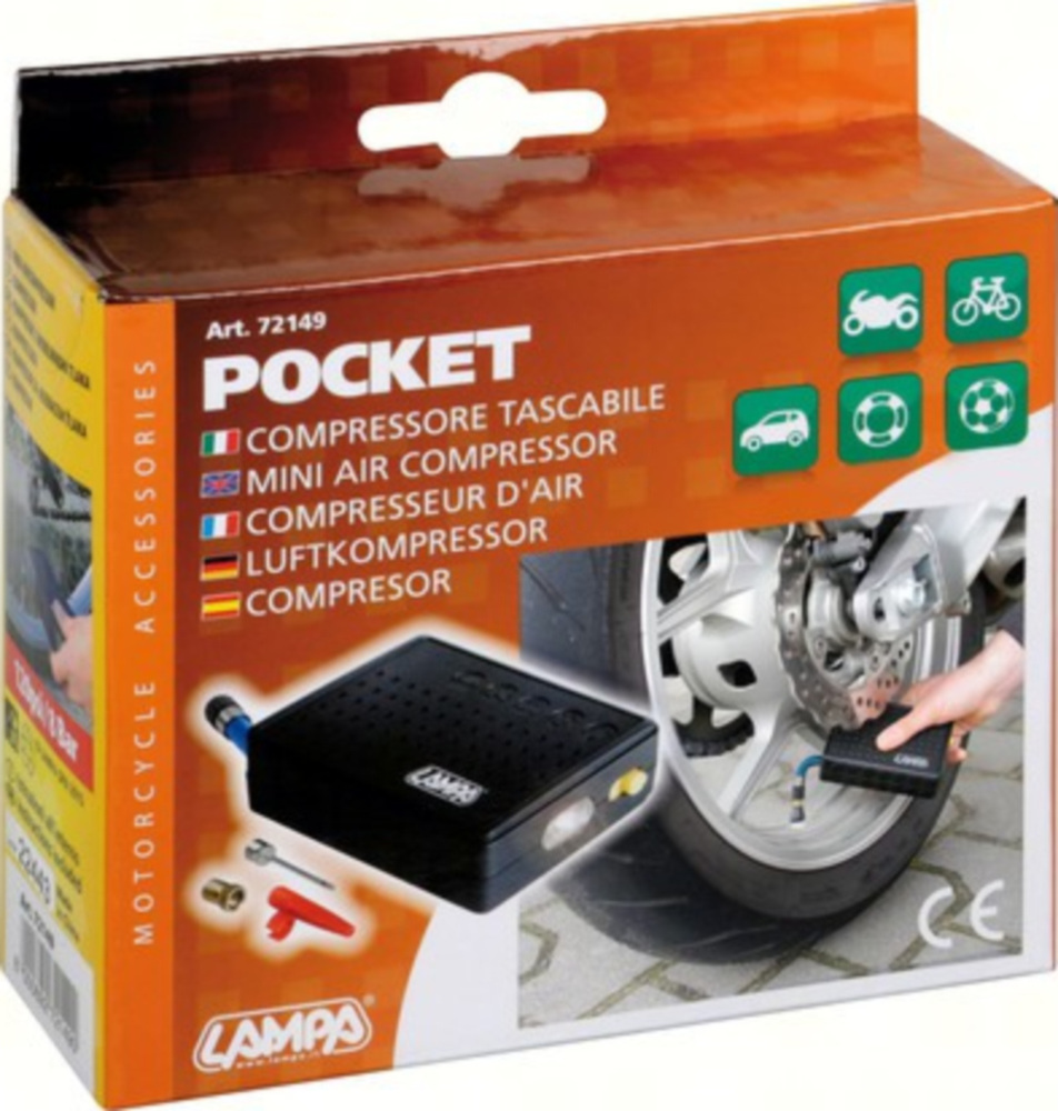 Taschenkompressor (120 PSI/8 Bar) mit LED-Taschenlampe