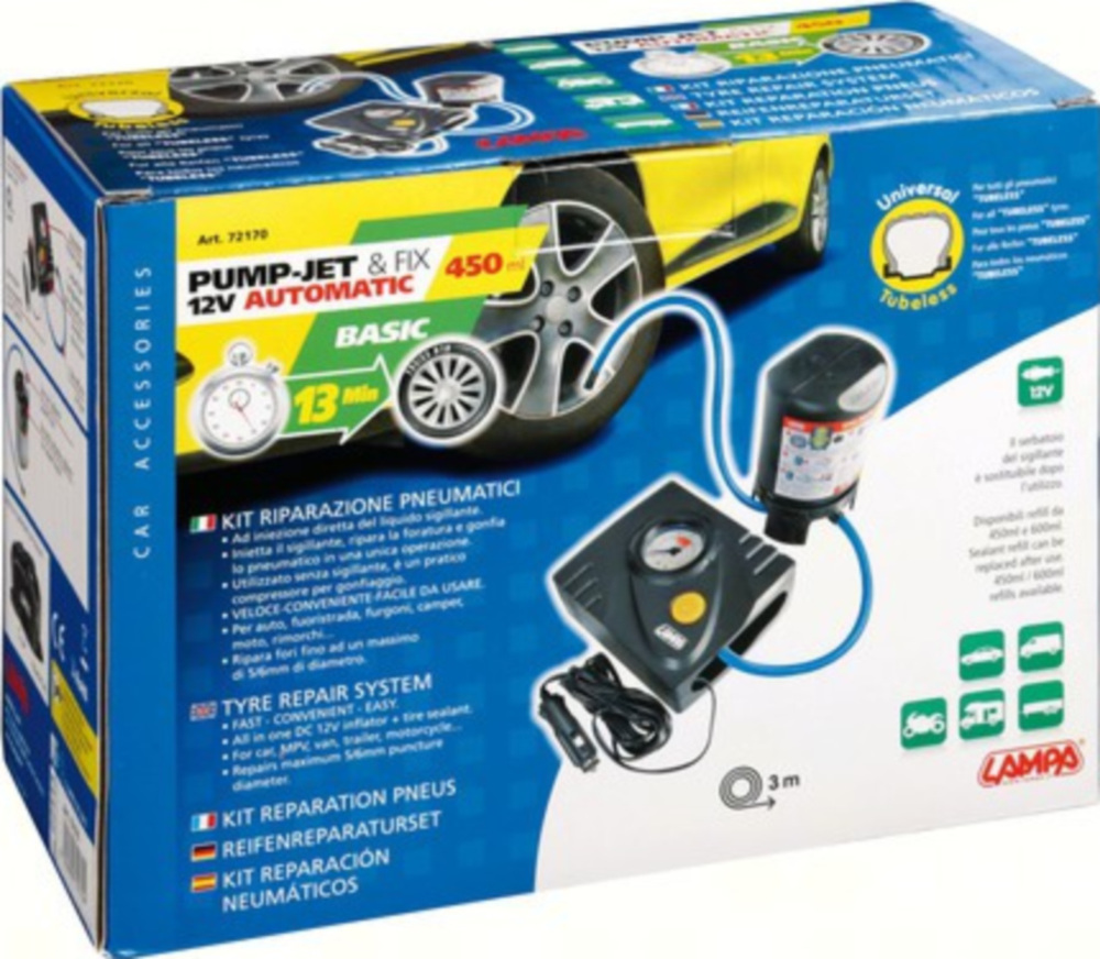Pump-Jet & Fix Basic, Reifenreparaturkit, 12V
