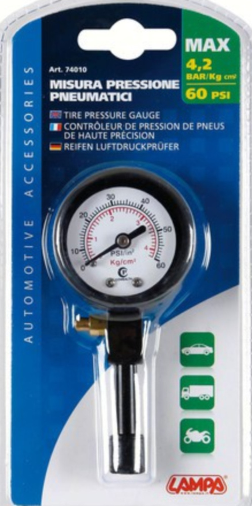 Reifendruckmesser aus Gummi/Metall 120 PSI