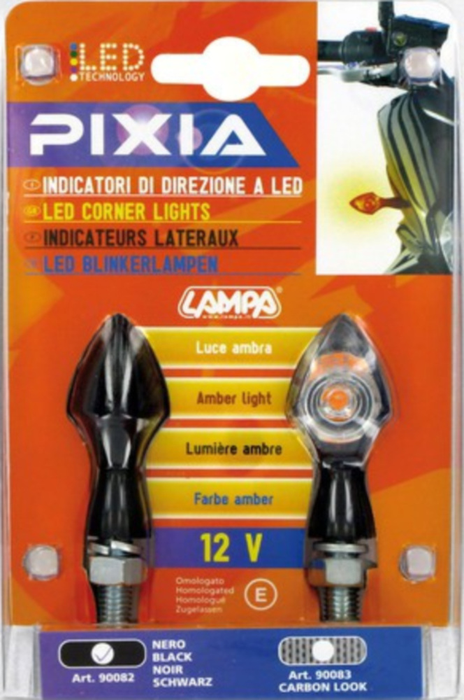 Pixia Mini LED-Blinker Set 50x23mm 12V schwarz - E-geprüft