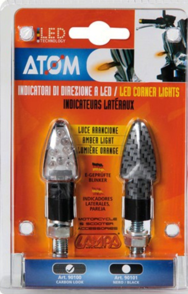 Atom LED Miniblinker Set 12V - Carbon Design - E-Geprüft