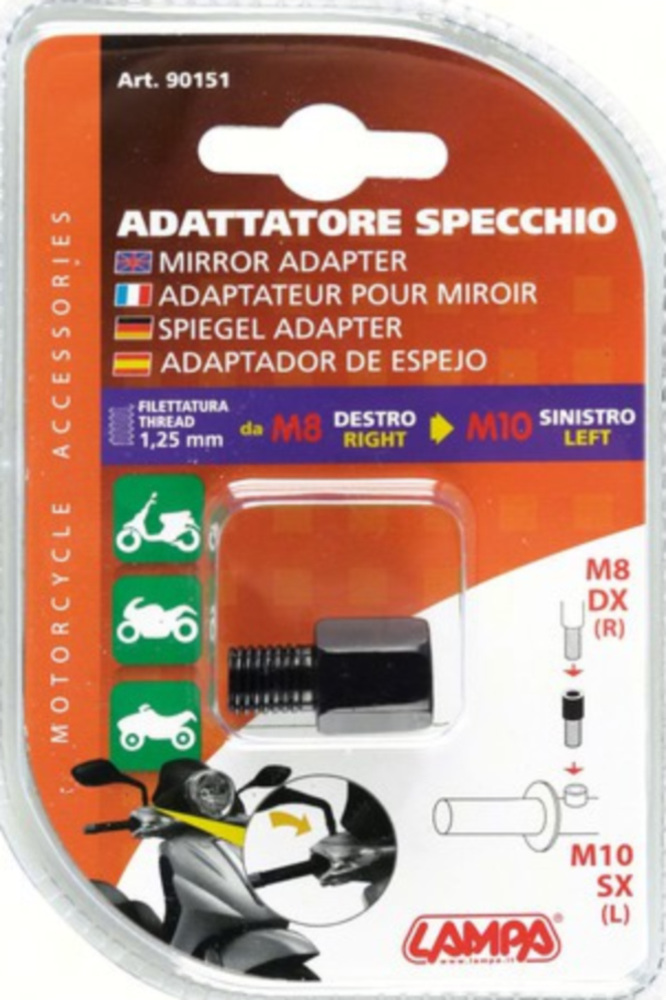 Adapter für Motorradspiegel M8 Innenrechtsgewine => Aussenlinksgewinde M10