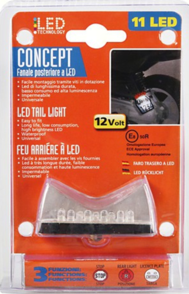 Porster LED Rück u. Bremslicht mit Nummernschildbeleuchtung 12V E-geprüft