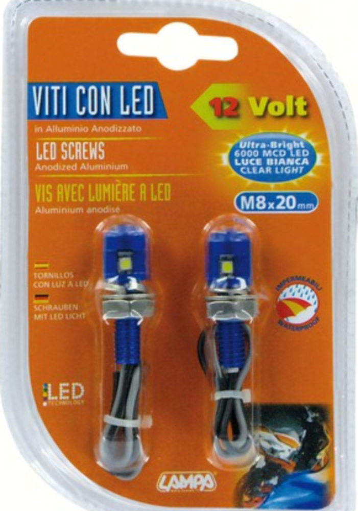 Mini LED Set mit weißem Licht M8x20 blau