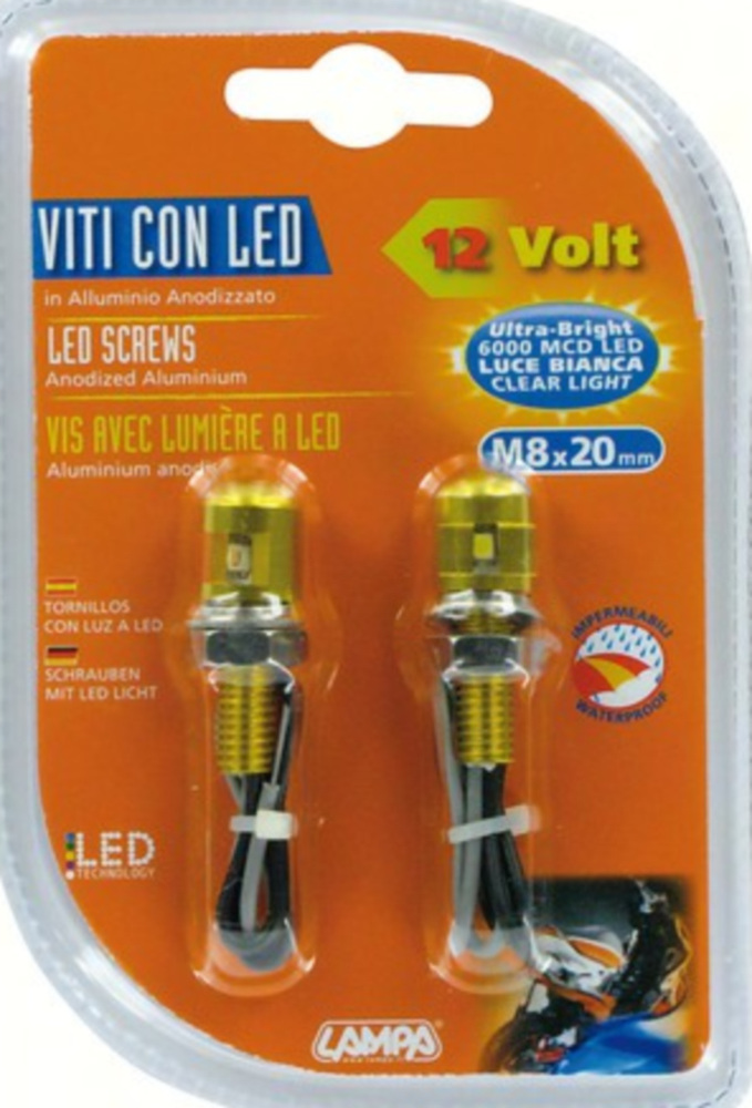 Mini LED Set mit weißem Licht M8x20 gold farbig