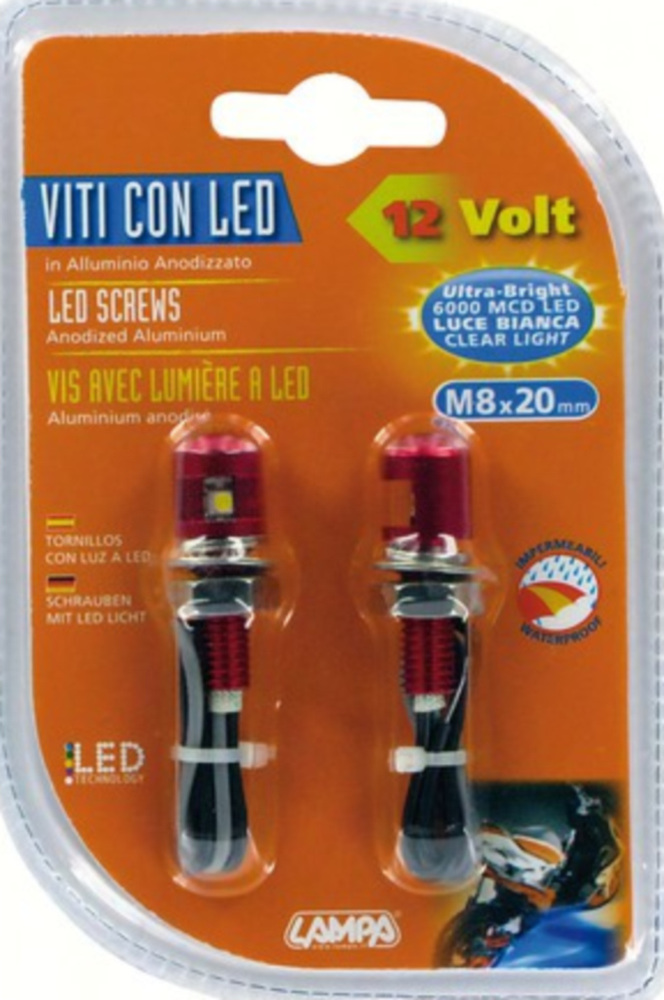 Mini LED Set mit weißem Licht M8x20 rot