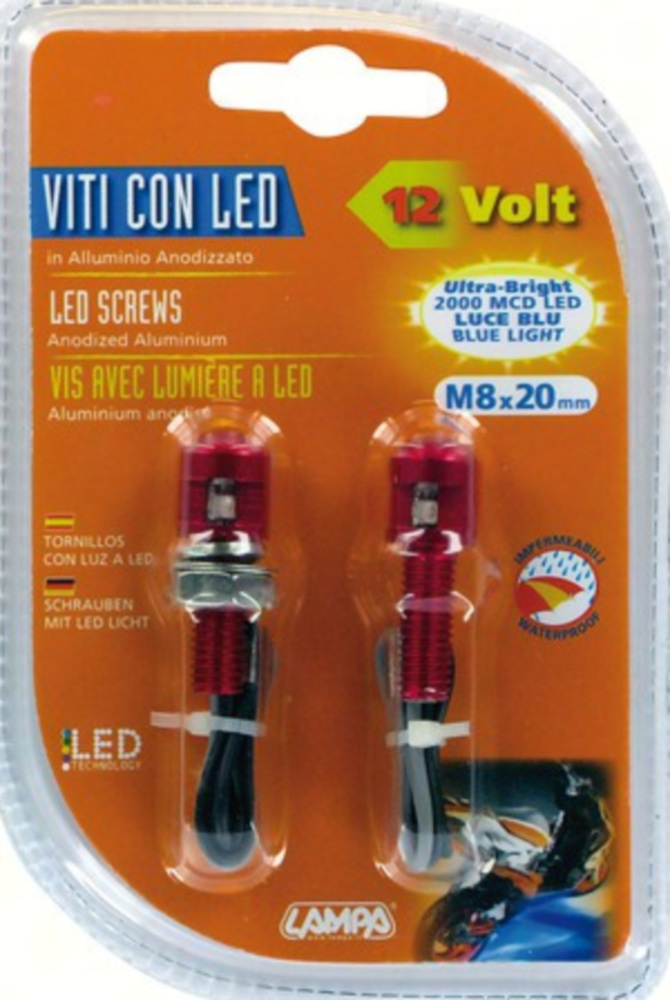 Mini LED Set mit blauem Licht M8x20 rot