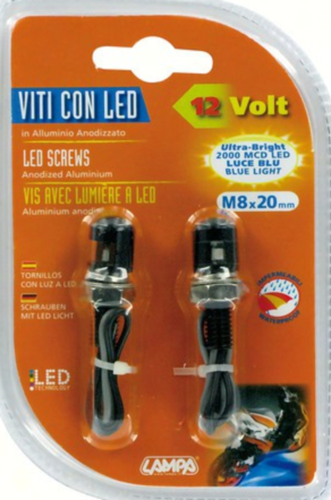 Mini LED Set mit blauem Licht M8x20 schwarz
