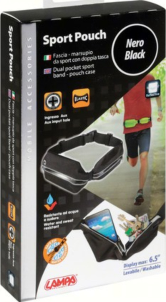 SPORT-POUCH Sport-Hüfttasche mit Doppelfach, schwarz