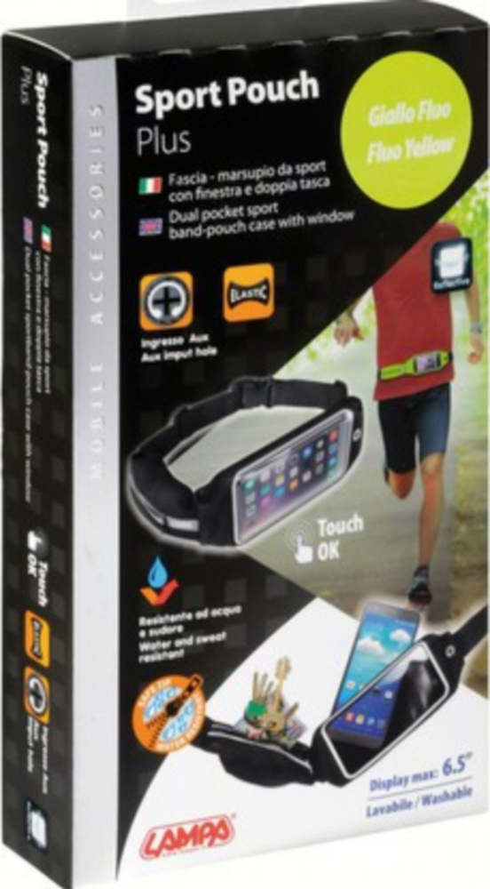 SPORT-POUCH 2 Sport-Hüfttasche für Smartphones mit Touch-Fenster + extra Tasche - gelb