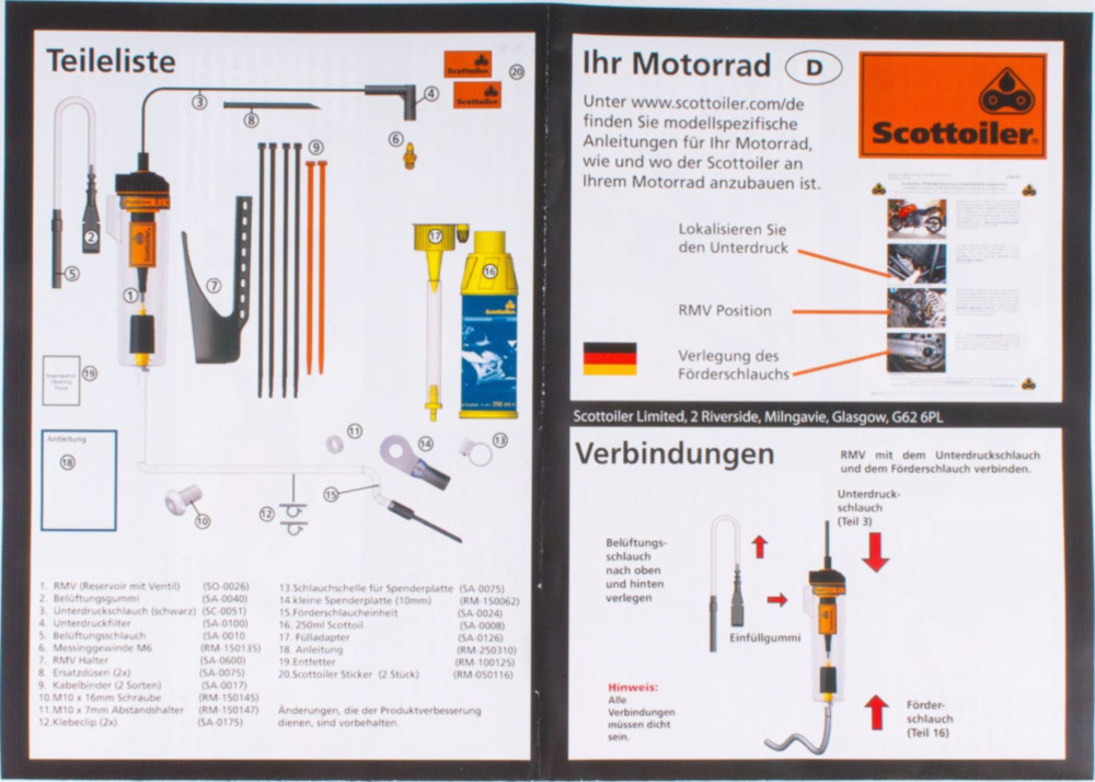 Kettenöler V-System special für: KTM - Kettenschmiersystem