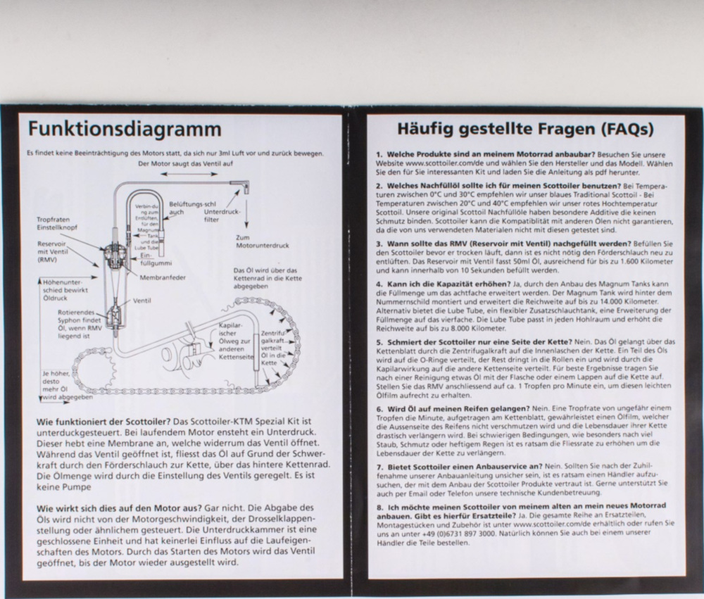 Kettenöler V-System special für: KTM - Kettenschmiersystem