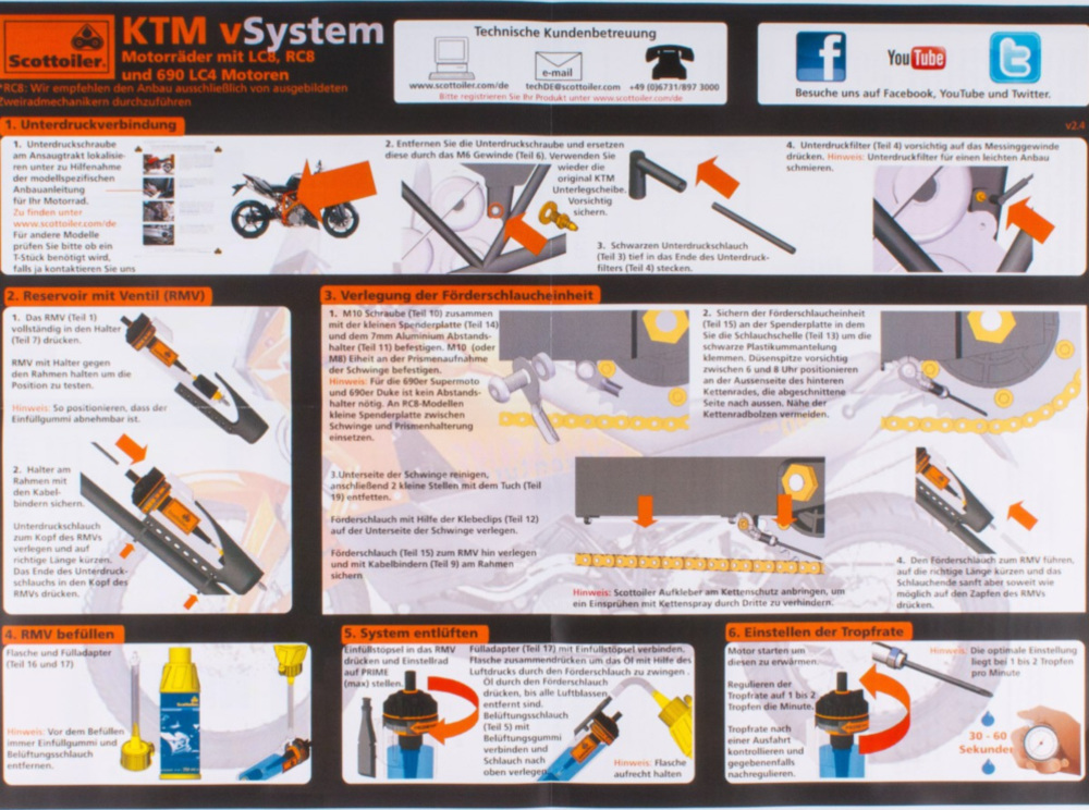Kettenöler V-System special für: KTM - Kettenschmiersystem