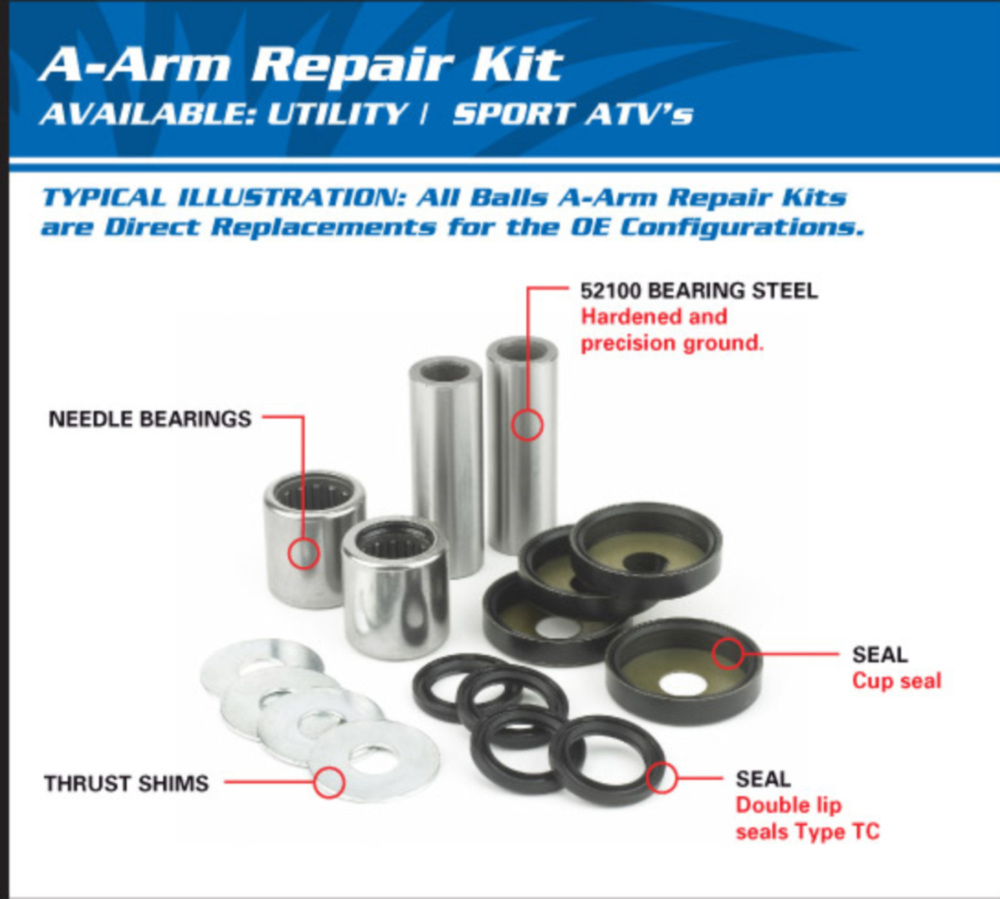 A-Arm-Lager / Dichtungssatz - unten - Kit für: CAN-AM DS650 00-07