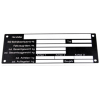 Typenschild f&uuml;r Anh&auml;nger 400500