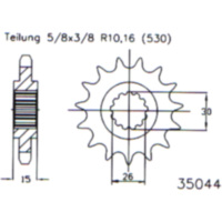 Zahnrad Ritzel 16Z Teilung 530