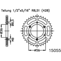 Kettenblatt Kettenrad 32Z Teilung 428 schwarz