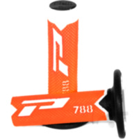 Lenkergriffe Griffgummi wei&szlig; / schwarz orange fluoreszierend