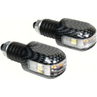 LED-Lenkerenden mit 12V LED Blink- u. Positionlicht, carbon design