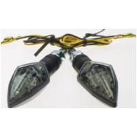 Blinkleuchte, Blinklicht LED-Blinker ROCK, schwarz, get&ouml;ntes Glas, Paar, E-gepr.