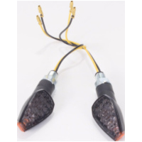 Blinkleuchte, Blinklicht SHIN YO LED-Blinker PEAK,schwarz, get&ouml;ntes Glas, gelbes Glas an der Spitze vom Geh&auml;use, kurzer Stiel, 11+12 E-gepr&uuml;ft, Paar.