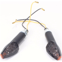 Blinkleuchte, Blinklicht SHIN YO LED-Blinker PEAK,schwarz, get&ouml;ntes Glas, gelbes Glas an der Spitze vom Geh&auml;use, langer Stiel, 11+12 E-gepr&uuml;ft, Paar.