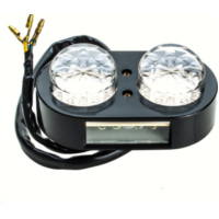 #SHIN YO Doppel-LED-Mini-R&uuml;cklicht, schwarz, E-gepr&uuml;ft, Kabelbelegung: gr&uuml;n = Masse, orange = R&uuml;cklicht, blau = Bremslicht