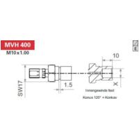 Variofitting M10 x 1,00, Innengweinde fest, Konus 120&deg; = Konkav, Edelstahl