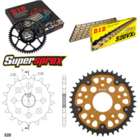 Kettensatz Stealth gold f&uuml;r: APRILIA RS125 Extrema/Replic 17-40-108 DID520VX3(G&B) Niet