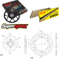 Kettensatz Stealth gold f&uuml;r: HONDA NX650 Dominator 88-88 15-45-108 DID520VX3(G&B) Niet