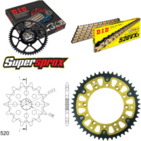 Kettensatz Stealth gold f&uuml;r: YAMAHA WR125 99-01/YZ125 99-01 13-48-112 DID520VX3(G&B) Niet