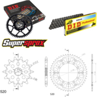 Kettensatz Stealth gold f&uuml;r: YAMAHA WR125 02-03/YZ125 02-04 13-49-112 DID520 Clip