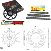 Kettensatz Stealth gold f&uuml;r: YAMAHA WR125 02-03/YZ125 02-04 13-49-112 DID520NZ Clip